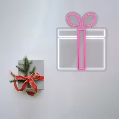 چراغ دیواری نئون دیزاین طرح Gift-Box_PN