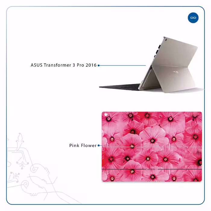 برچسب پوششی ماهوت مدل Pink-Flower مناسب برای تبلت ایسوس Transformer 3 Pro 2016