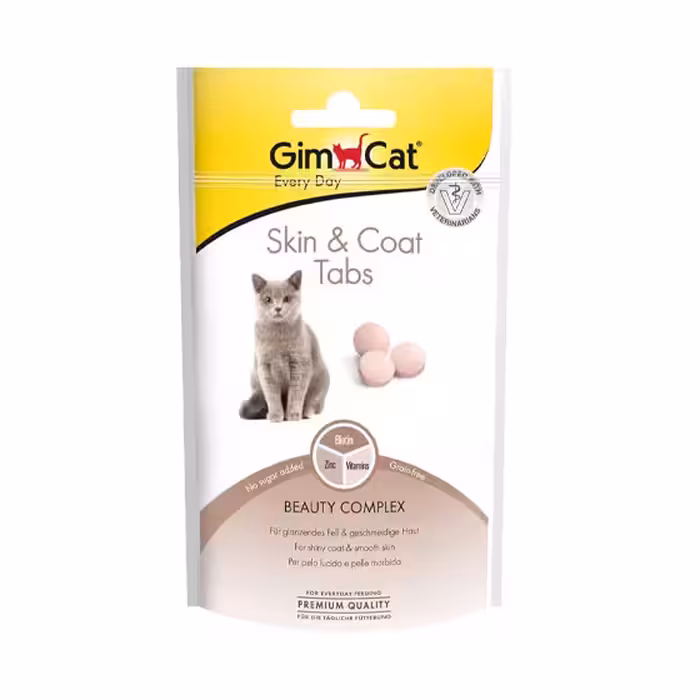 قرص تقویت کننده پوست و مو گربه جیم کت GimCat Tabs Skin & Coat وزن 40 گرم