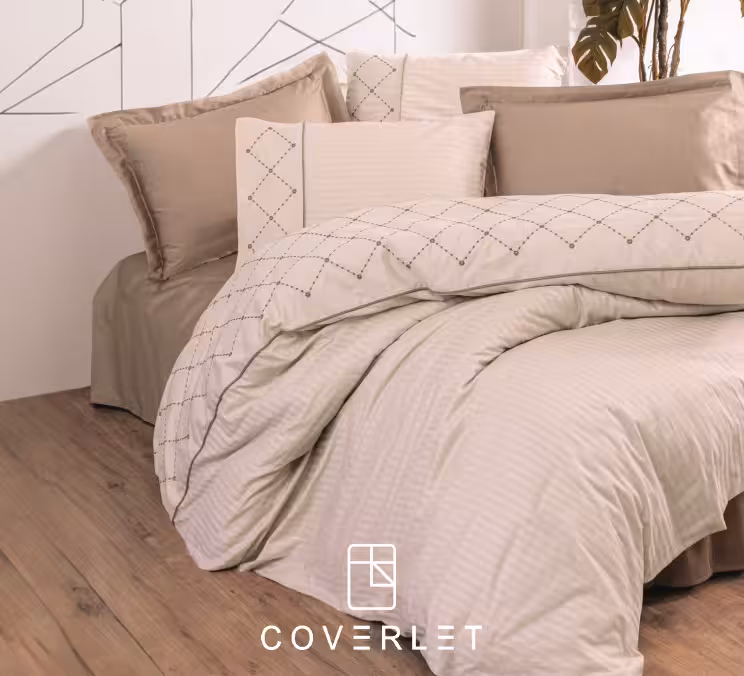 روتختی دونفره بژ گلدوزی کاوری مدل Afra