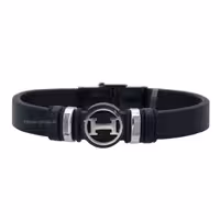 دستبند چرم با پلاک نقره ای هرمس Hermes