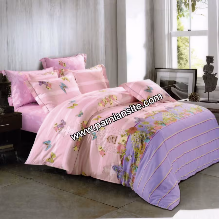 روتختی دخترانه پروانه یاسی صورتی کد 798