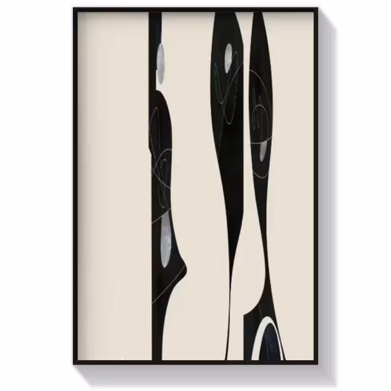 تابلو دکوراتیو انتزاعی طرح سقوط رنگ مشکی