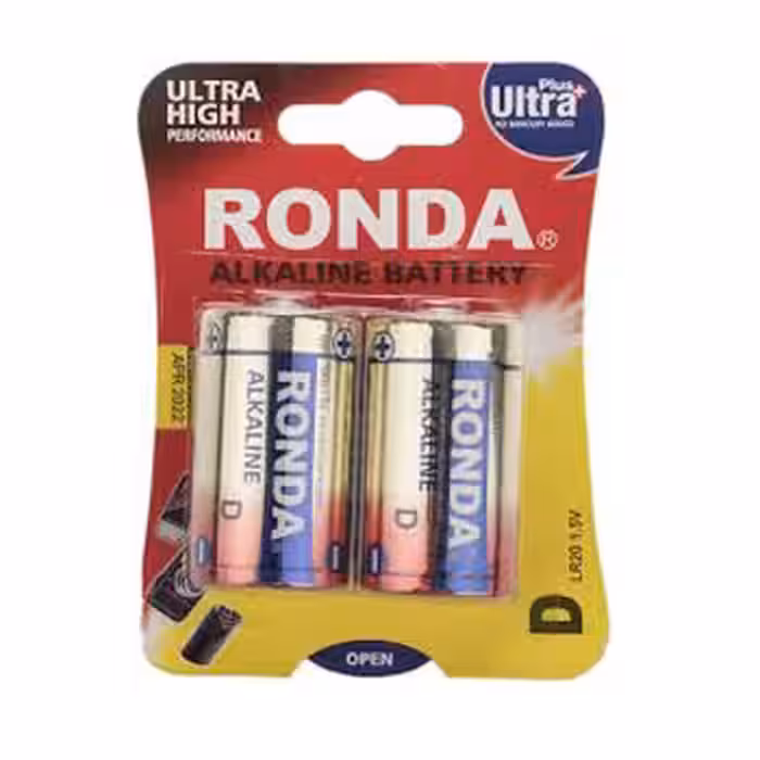 باتری سایز بزرگ روندا مدل Ultra Plus Alkaline بسته 2 عددی