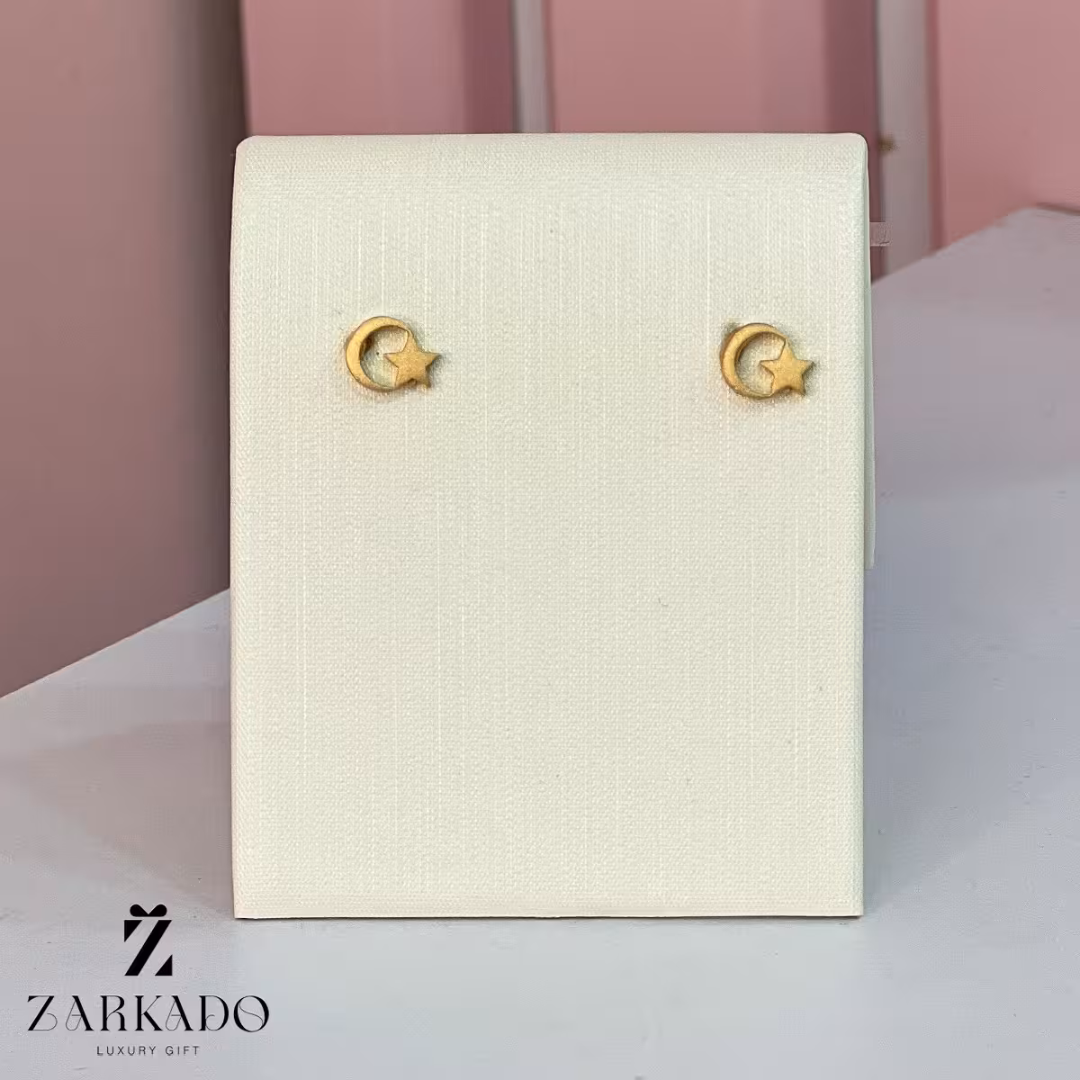 گوشواره میخی طلا طرح ماه وستاره کد E1380