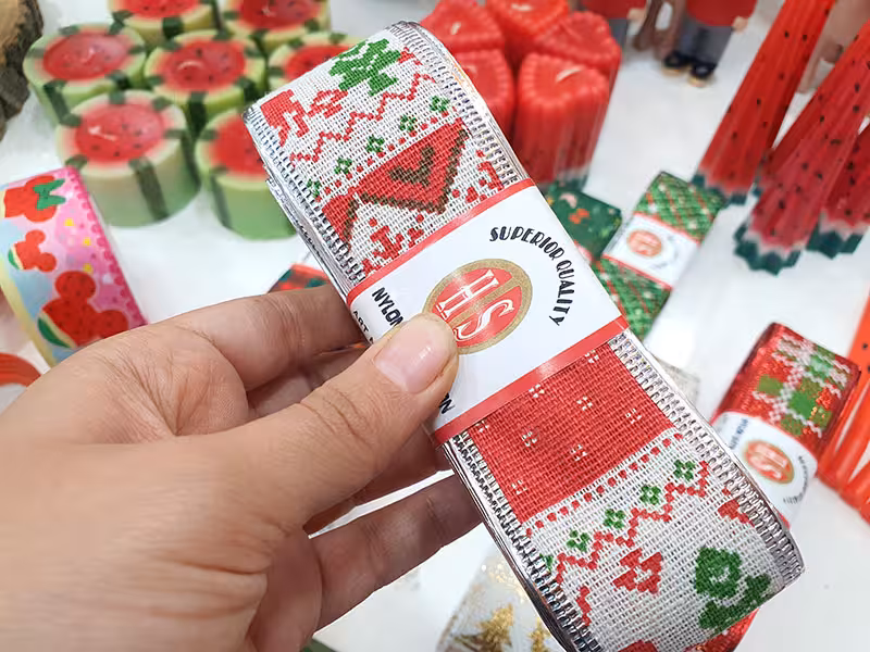 روبان سیم دار کریسمس قرمز (220 سانتی)