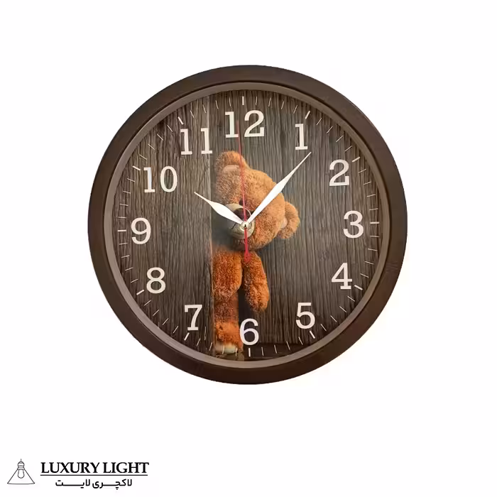 ساعت دیواری کودک مدل خرس قهوه ای
