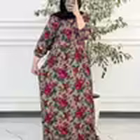 پیراهن گلدار دکمه دار ملک 6008