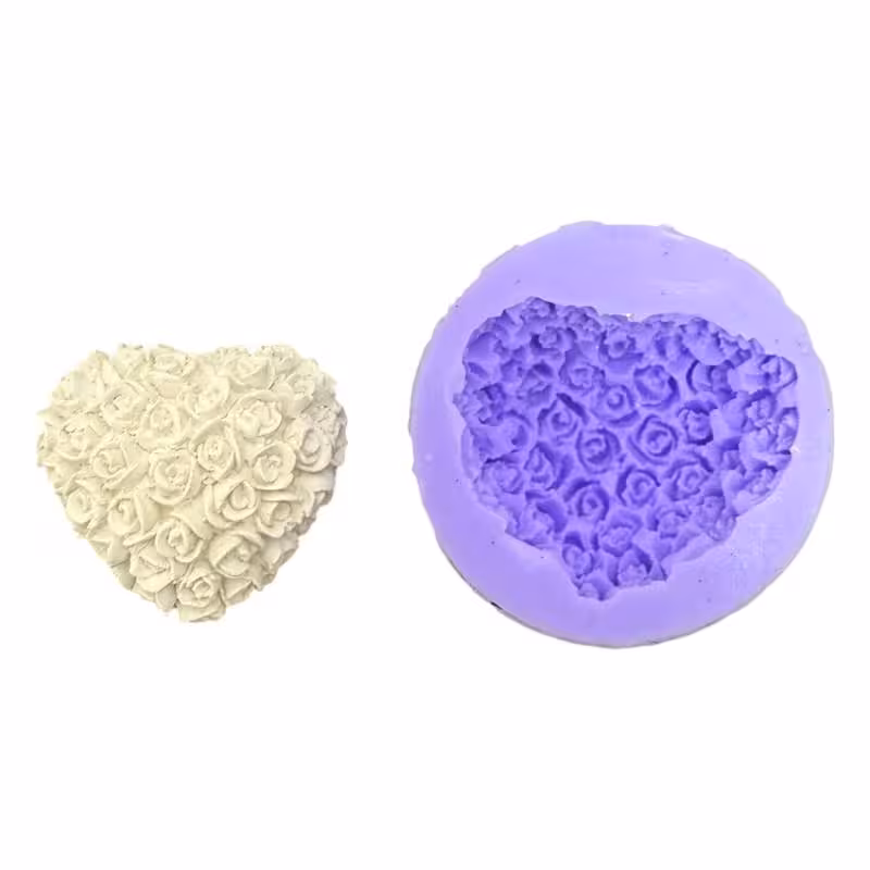 قالب سیلیکونی قلب گل گلی برجسته قطر 5.5 سانت