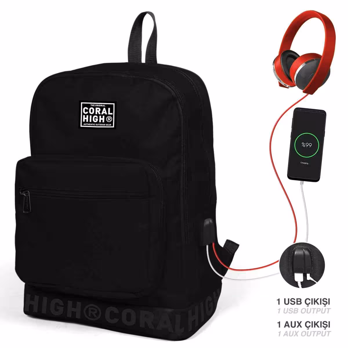 کوله پشتی با سوکت USB AUXیایگان کد24111