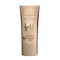 ضد آفتاب کرم پودری و پرایمری مکیسان SPF50 برند سان سیف مدل بژ عاجی