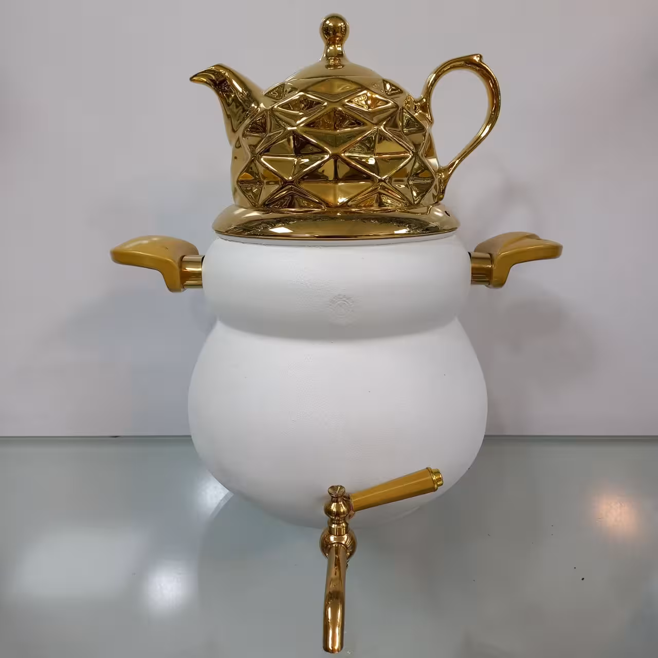 کتری قوری برنجی 6 لیتری مدل پریا سفید