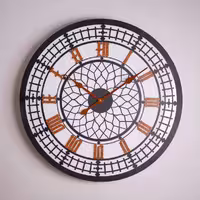 ساعت دیواری فلزی مدل گریس — طراحی لیزری   اعداد چوبی   قابل سفارش سایز و رنگ