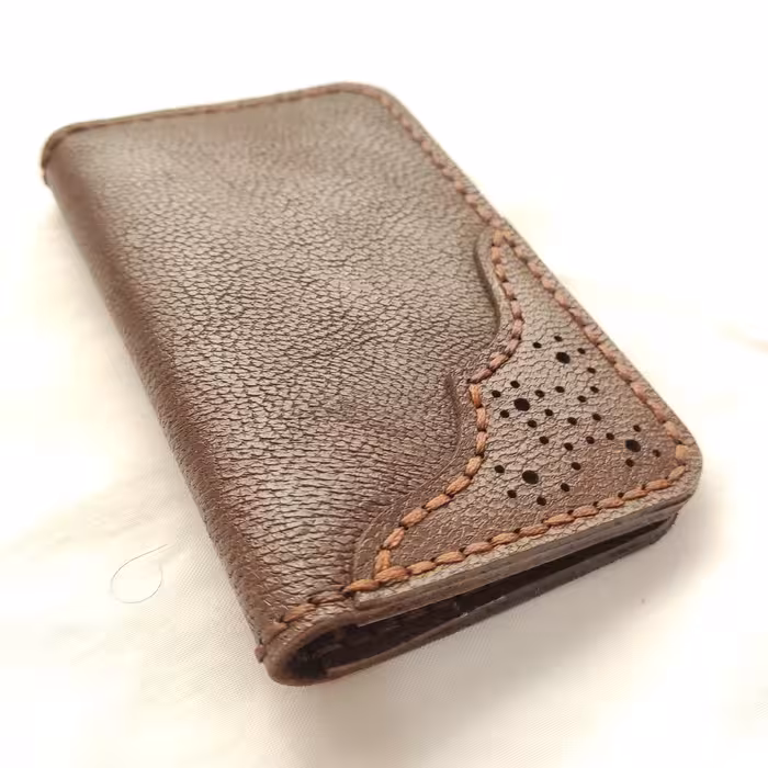 کیف جا کارتی کتابی چرم طبیعی بز 🐐  قهوه‌ای سوخته (ارسال رایگان 😉😉) ارسال از هم الان