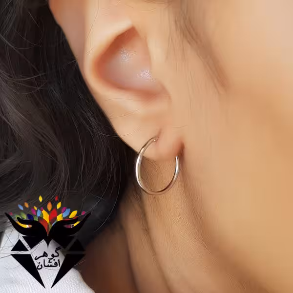 گوشواره نقره زنانه حلقه ای متوسط GO1002