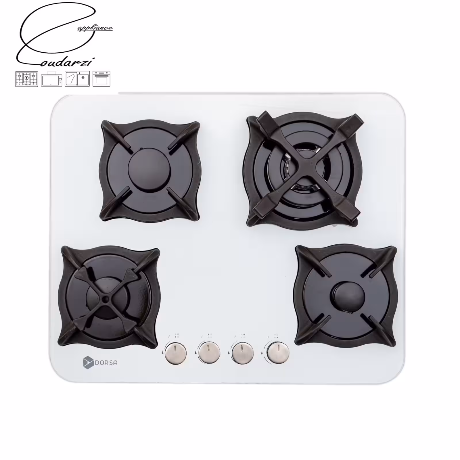 اجاق گاز شیشه ای سفید درسا مدل آنا 4 شعله DG2104