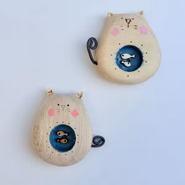 مگنت چوبی گربه طرح سه