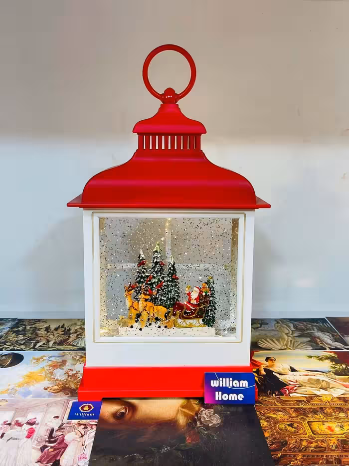 فانوس موزیکال بابانوئل و‌سورتمه گوزن ها، قرمز