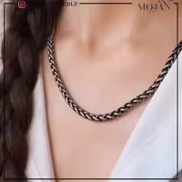 مشخصات و خرید زنجیر گندمی 5میل مردانه سیاه قلم کد00108 موژان حیدری