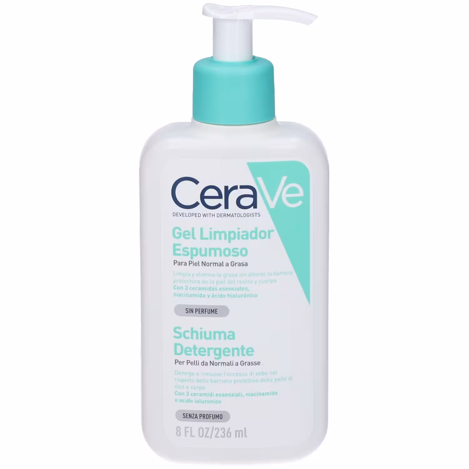 ژل شستشوی صورت پوست نرمال تا چرب سراوی اصل مدل Gel Limpiador Espumoso | حجم 236ml
