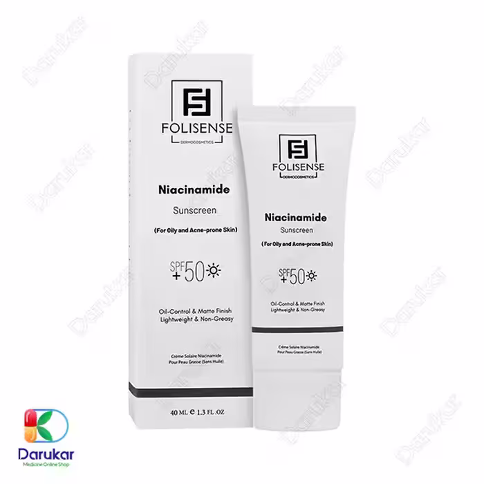 کرم ضد آفتاب نیاسینامید فولی سنس SPF50 حجم 40 میلی لیتر