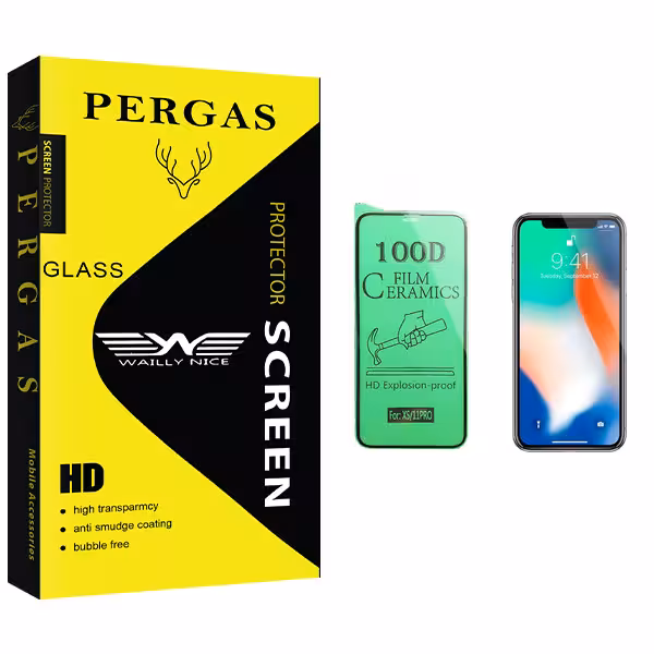 محافظ صفحه نمایش سرامیکی وایلی نایس مدل Pergas Glass مناسب برای گوشی موبایل اپل iPhone X