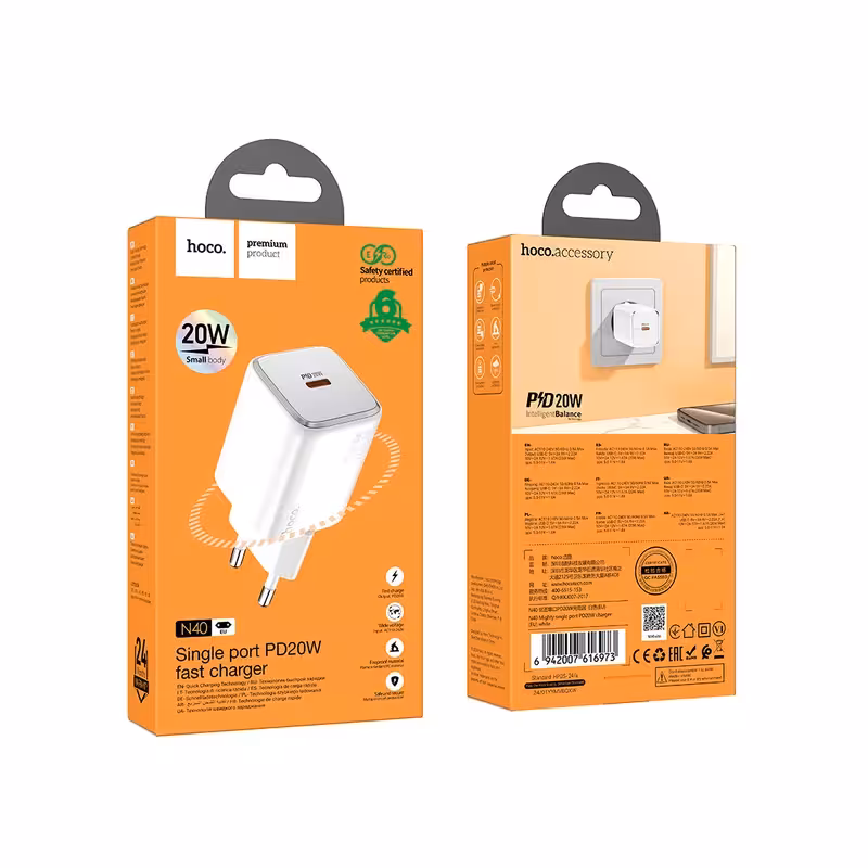 شارژر 20 وات هوکو مدل N40 USB