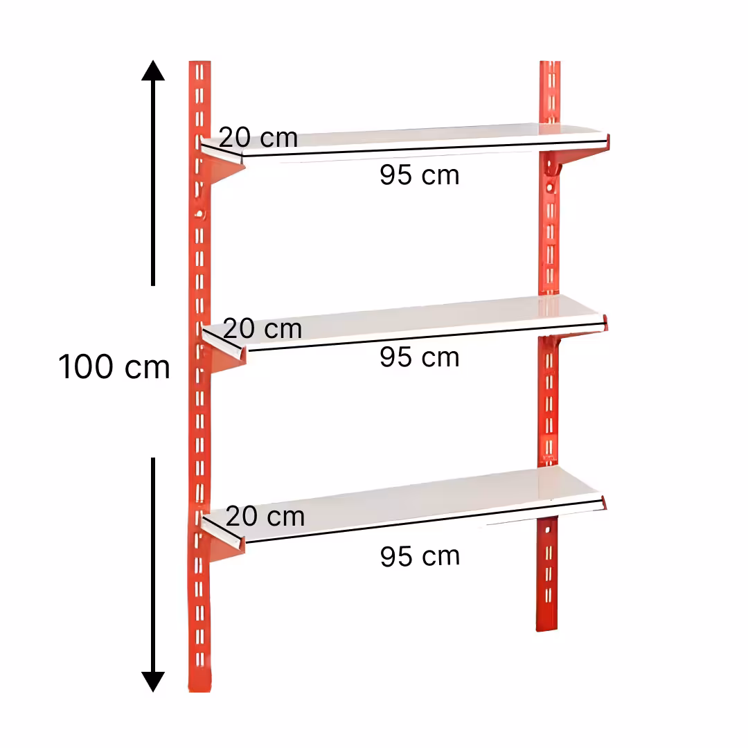 خرید و قیمت قفسه سوپری 3 طبقه سایز 95×20 ارتفاع 100 سانتی متر - قفسه‌بندی وکیلی