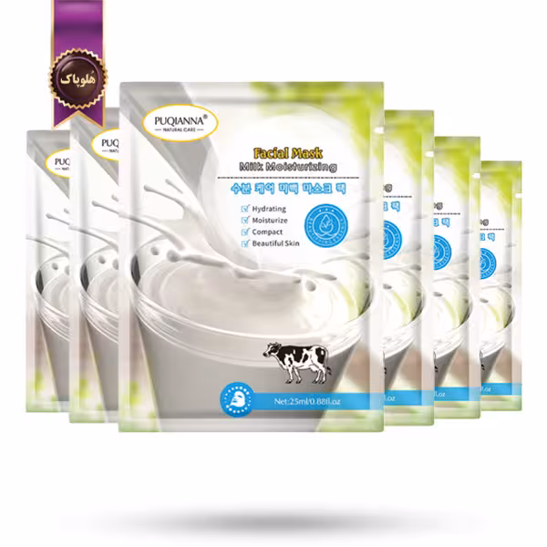 6 عدد ماسک صورت ورقه‌ ای پوکیانا PUQIANNA مدل شیر milk پک 1 عددی (اورجینال)