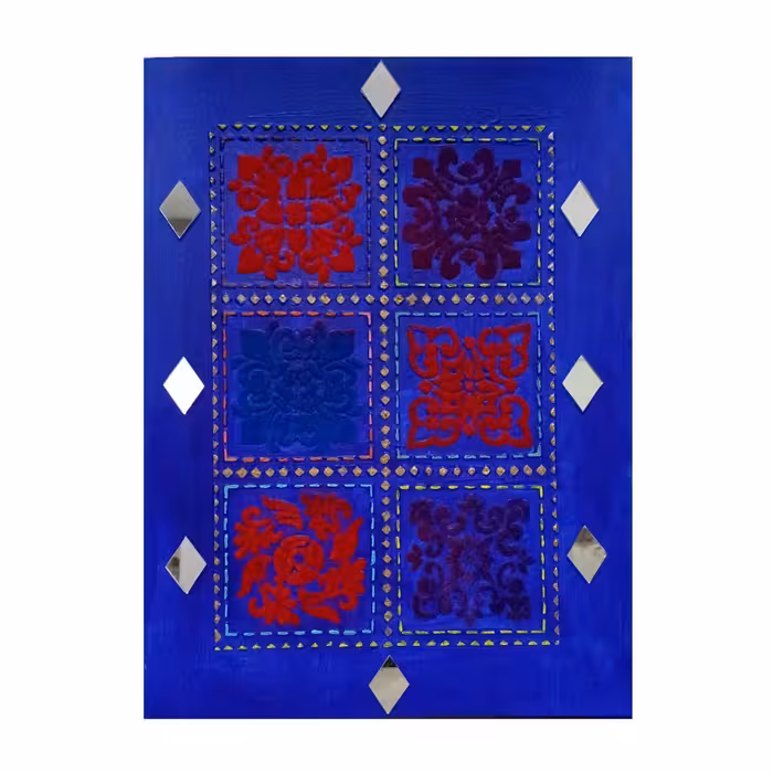 تابلو طرح فرش مخمل با آینه کاری