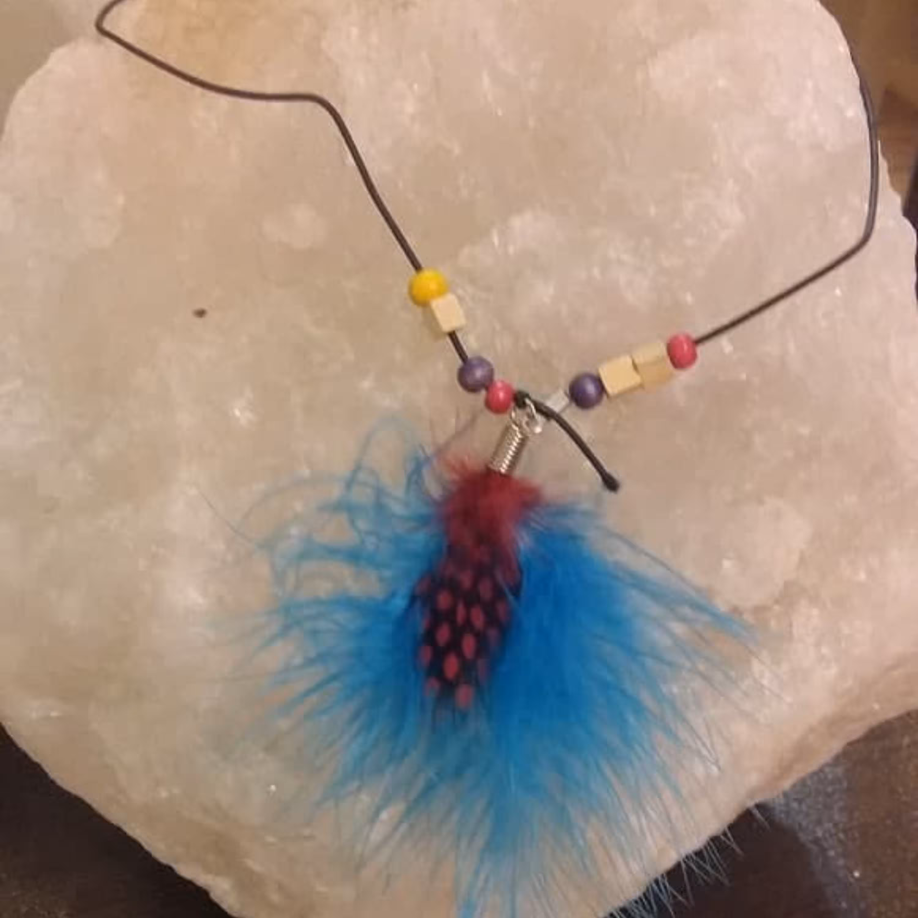 سربند یا گردنبند کشی پر ، رنگ آبی