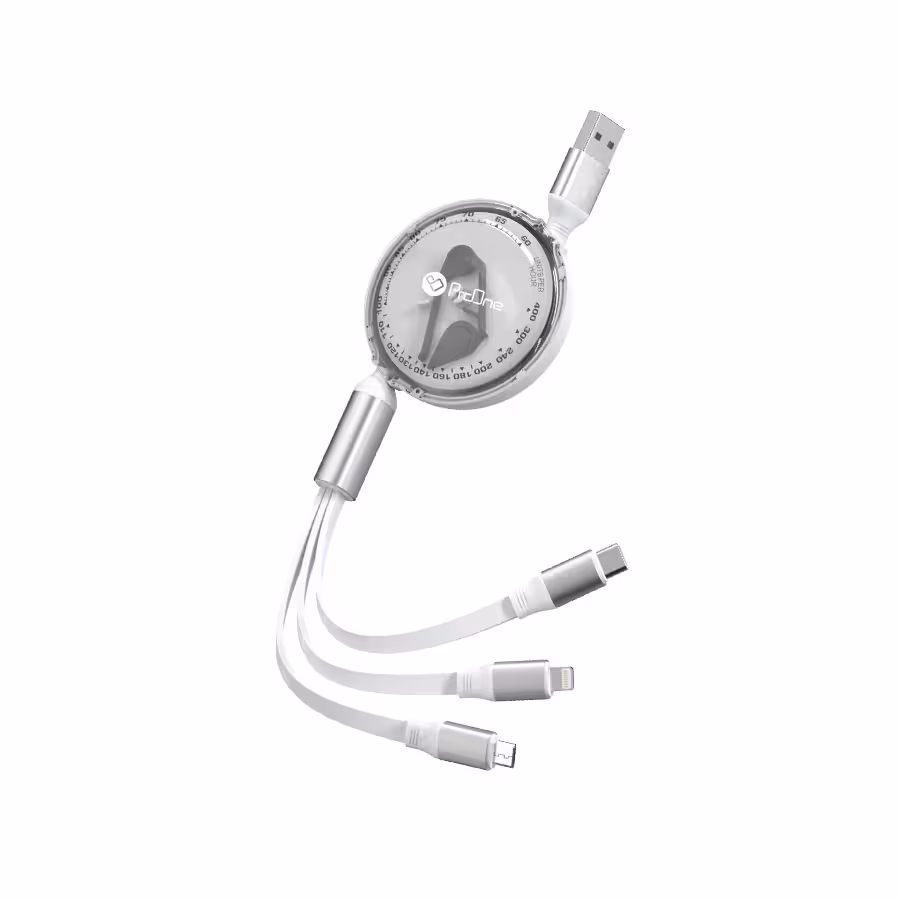 کابل تبدیل USB-A به Lightning و Type C و MicroUSB پرووان مدل PCC118R طول 1.1 متر