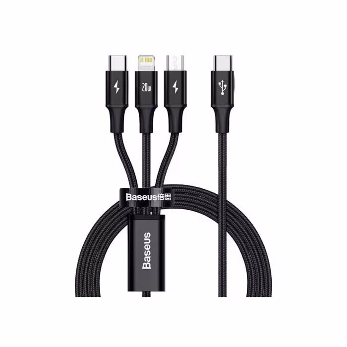 کابل سه کاره بیسوس Baseus Superior Fast Charging USB to M L C CAMLT-SC توان 3.5 آمپر طول 1.5 متر
