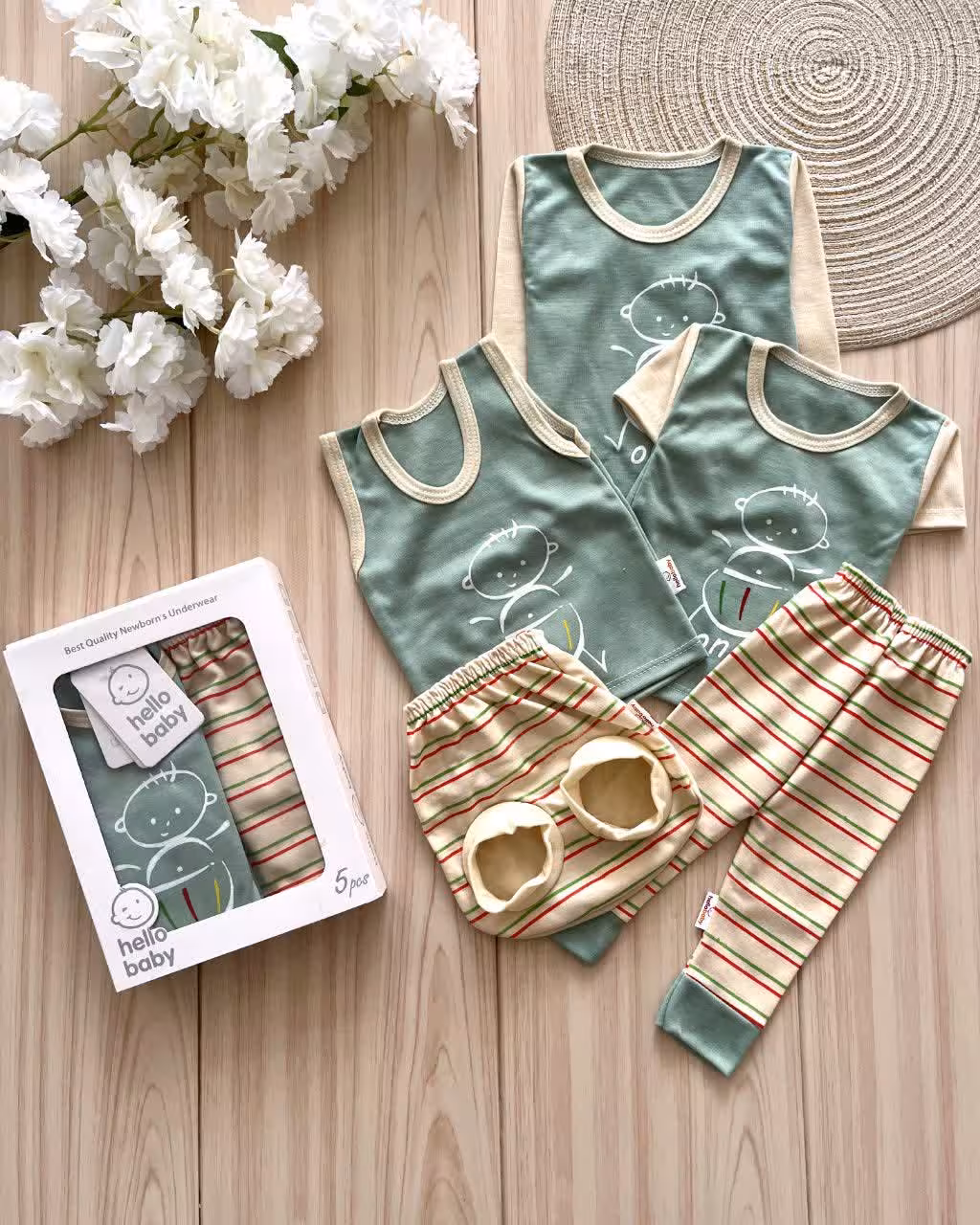 لباس نوزادی پنج تیکه جعبه ای آدمک