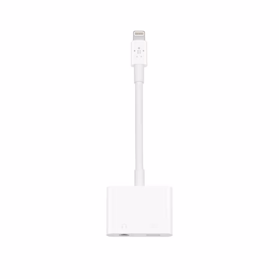 تبدیل شارژ همزمان آیفون و گوش دادن به موسیقی با جک 3.5 میلی متری بلکین