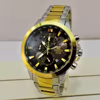 CASIO EDIFICE EF-535 دورنگ کاسیو ادیفایس ،، 4 موتوره کرنوگراف ،، شیشه بسیارشفاف ،، درب استیل طراحی صفحه بسیار زیبا با طرح قاره