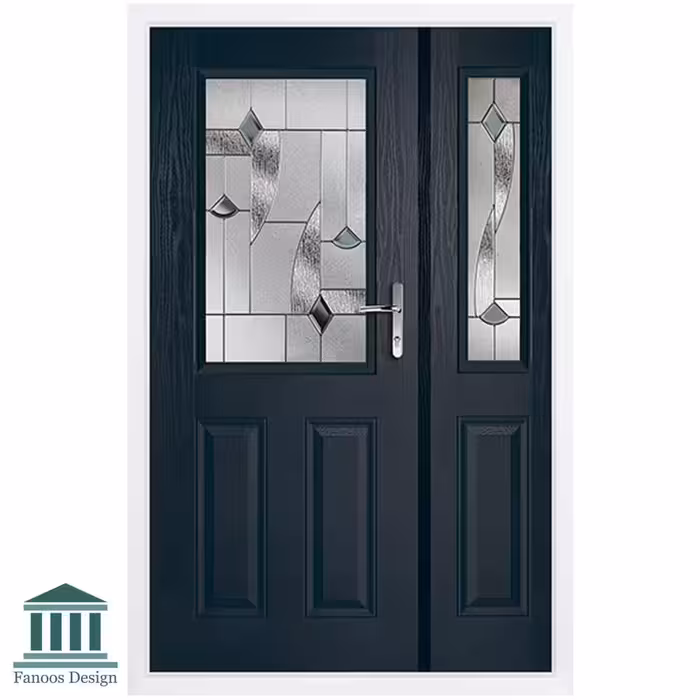 درب ورودی یک و نیم لنگه کلاسیک با بلوط اروپایی کد 1564