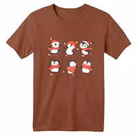 تی شرت آستین کوتاه بچگانه مدل پنگوئن کریسمس کد 10 رنگ موکایی