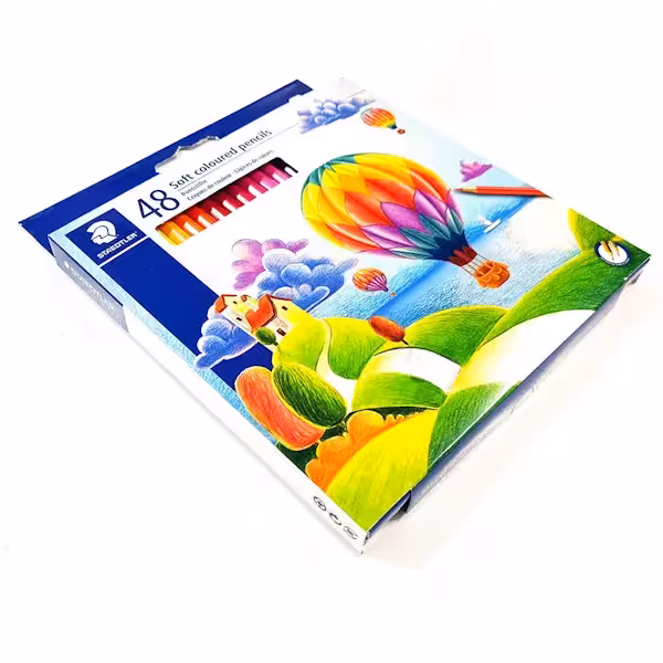 مداد رنگی 48 رنگ استدلر مدل Soft coloured pencils طرح بالن‌ها کد 143C48LJ