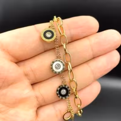 دستبند استیل 2لاین اویزدار