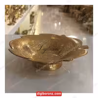 ظرف برنجی  هندی طرح برگ 19 سانت با کیفیت بالا (ظرف برنزی)