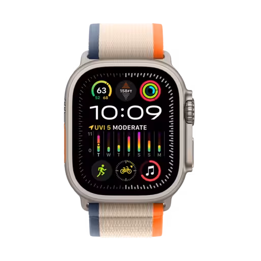 اپل واچ مدل اولترا نسل 2 تیتانیومی با بند لوپ ترایل نارنجی بژ
