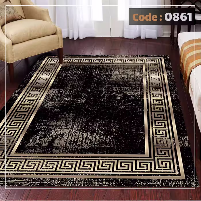 کاورفرش روفرشی دورکشدار گوشه لیفه ای لاکی ، آبی و متنوع کد 0861