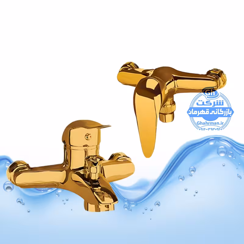 ست 2 عددی شیر حمام و شیر توالت اهرمی | طلایی براق | شیرآلات برند آیدا صنعت مدل قهرمان