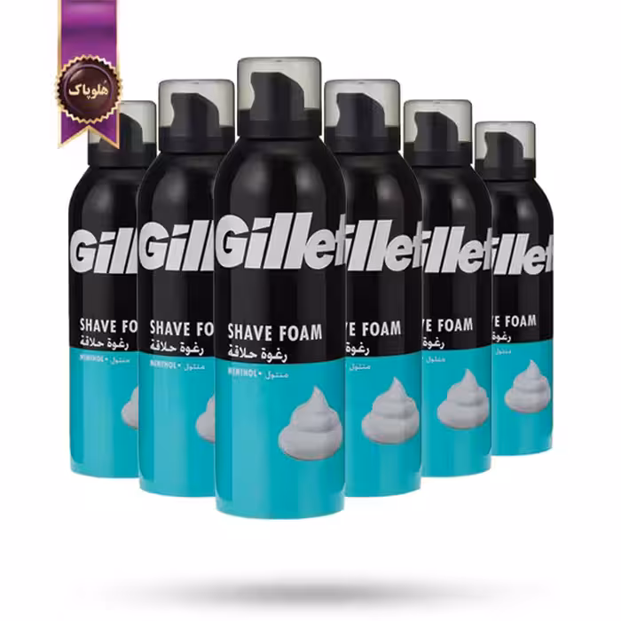 6 عدد فوم اصلاح مردانه ژیلت Gillette مدل منتول Menthol حجم 300 میلی‌لیتر (اورجینال)