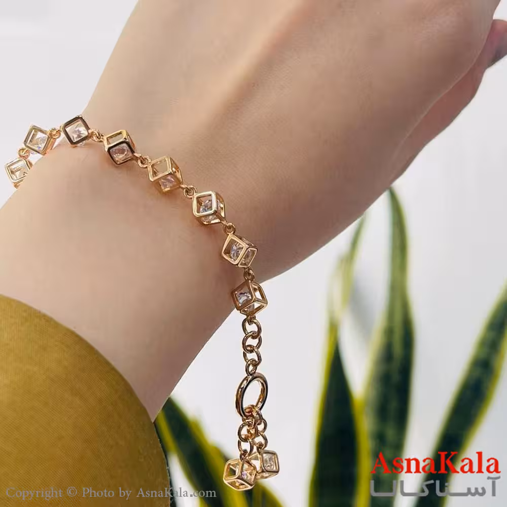 دستبند زنانه مکعبی نگین دار ژوپینگ کد DSB1831W - آسنا کالا