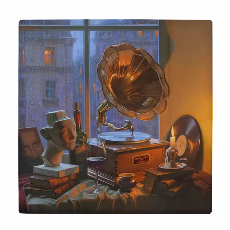 زیر لیوانی  طرح گرامافون و پنجره بارانی کد    4557606_3132