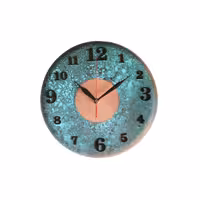 ساعت مسی پتینه کاری گرد لبه دار 25 سانتی  دارای روکش 