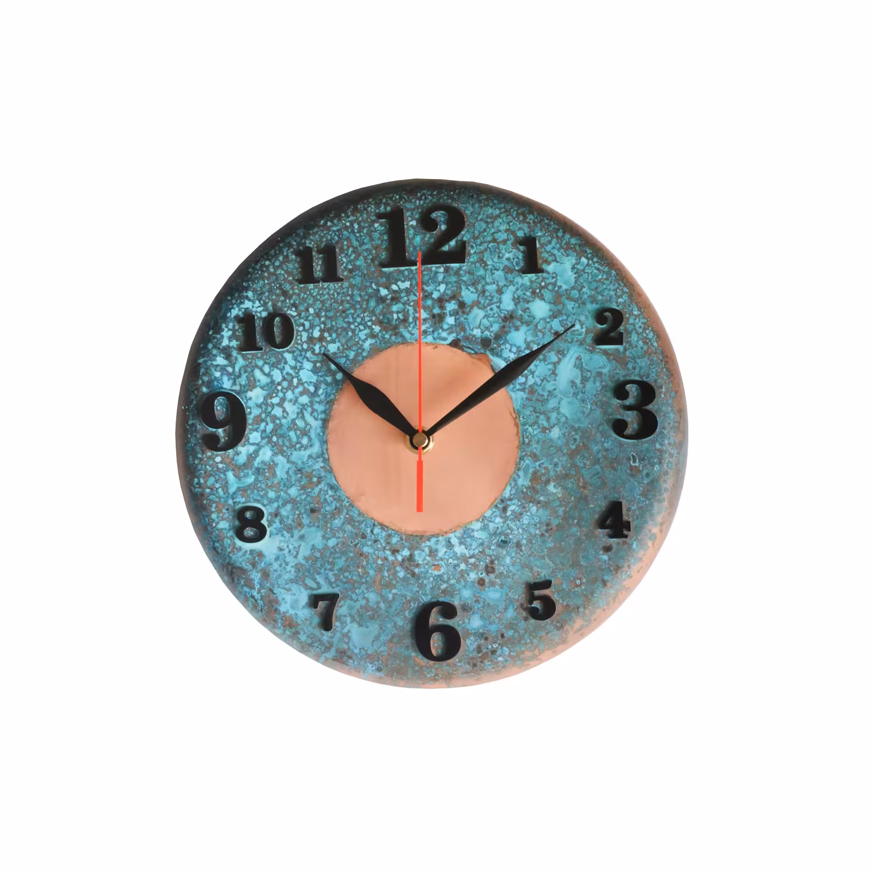 ساعت مسی پتینه کاری گرد لبه دار 25 سانتی  دارای روکش 