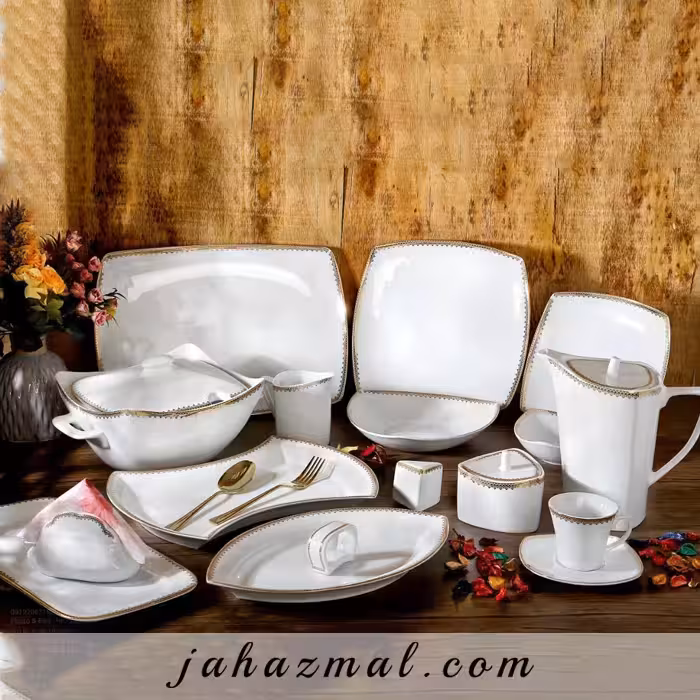 سرویس چینی پردیس طرح آترینا طلایی 105 پارچه کد 160b